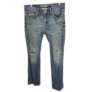 BKE Carter Blue Denim Bootleg Stretch Distressed, Ripped Jeans Men's Size 32L